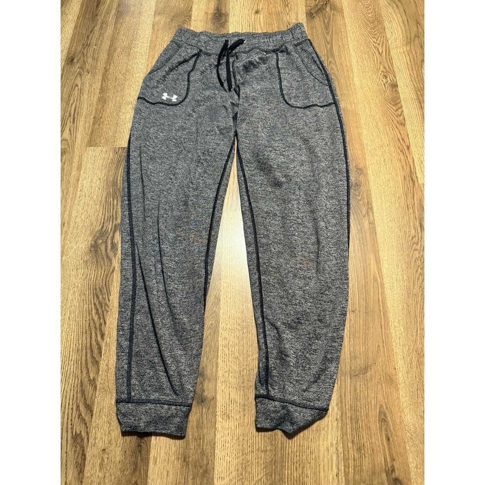 Under Armour Joggers Women Size S Gray Sweatpants HeatGear Fleece Tapered Leg